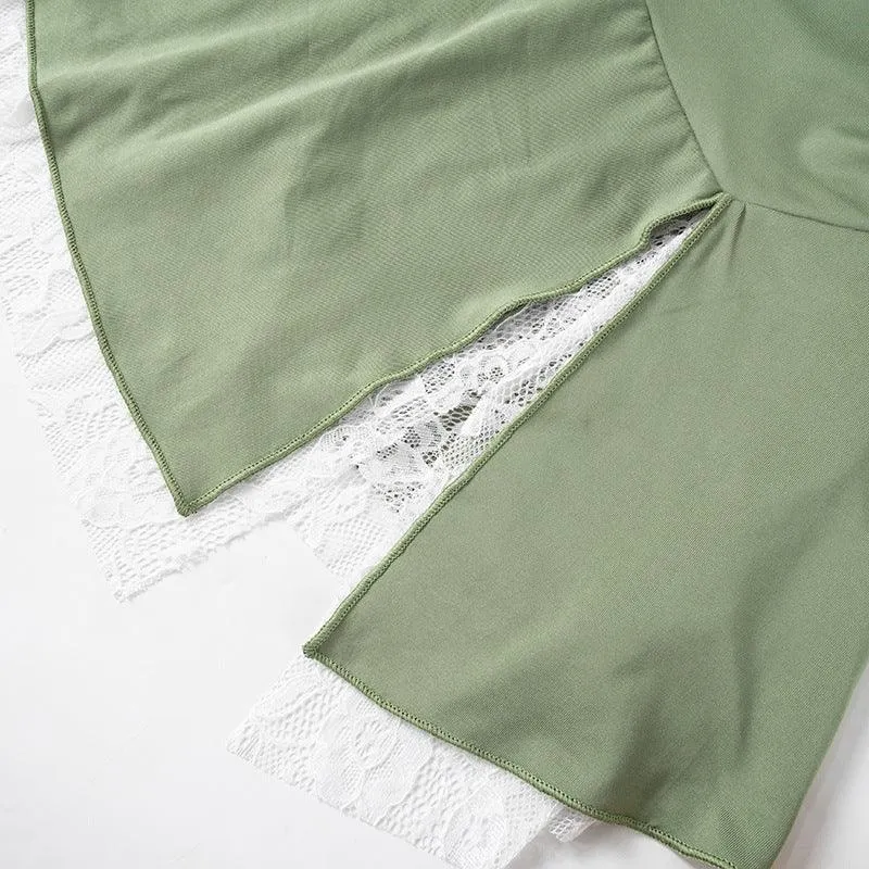 Vintage Lace Patchwork Asymmetrical Mini Skirt