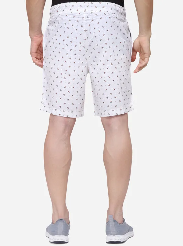 White Regular Fit Printed Shorts | JadeBlue