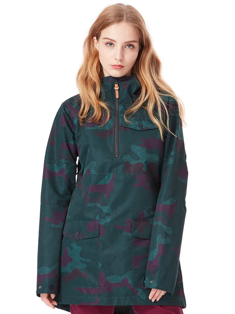 Women's Army Green Warm Waterproof And Windproof Ski Snowboard Jacket