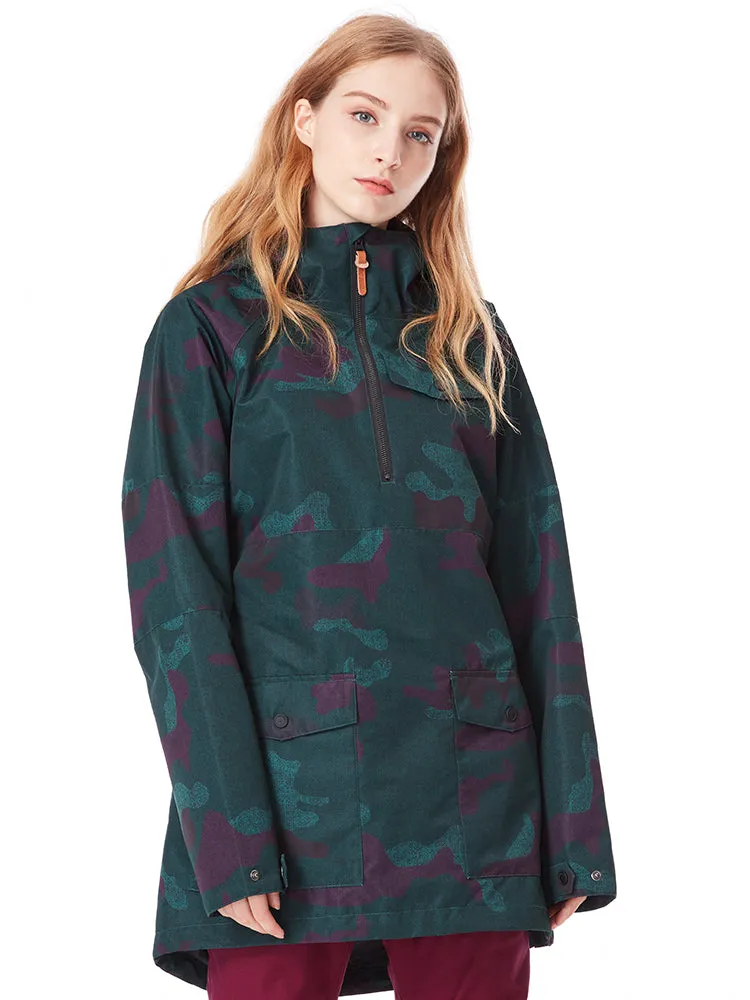 Women's Army Green Warm Waterproof And Windproof Ski Snowboard Jacket