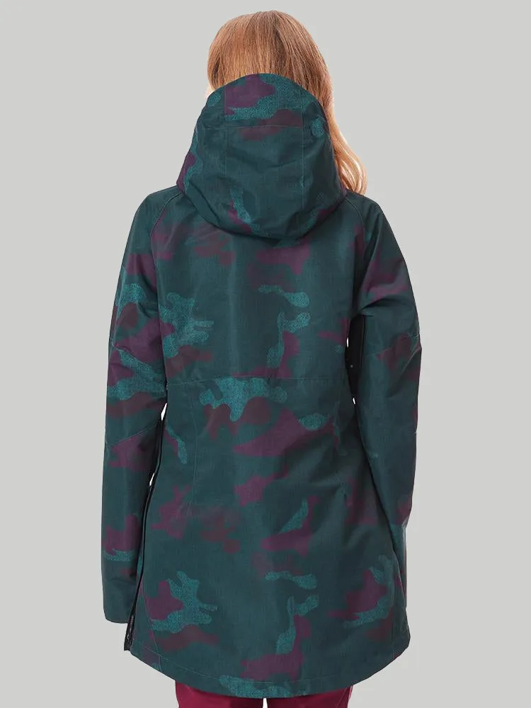 Women's Army Green Warm Waterproof And Windproof Ski Snowboard Jacket