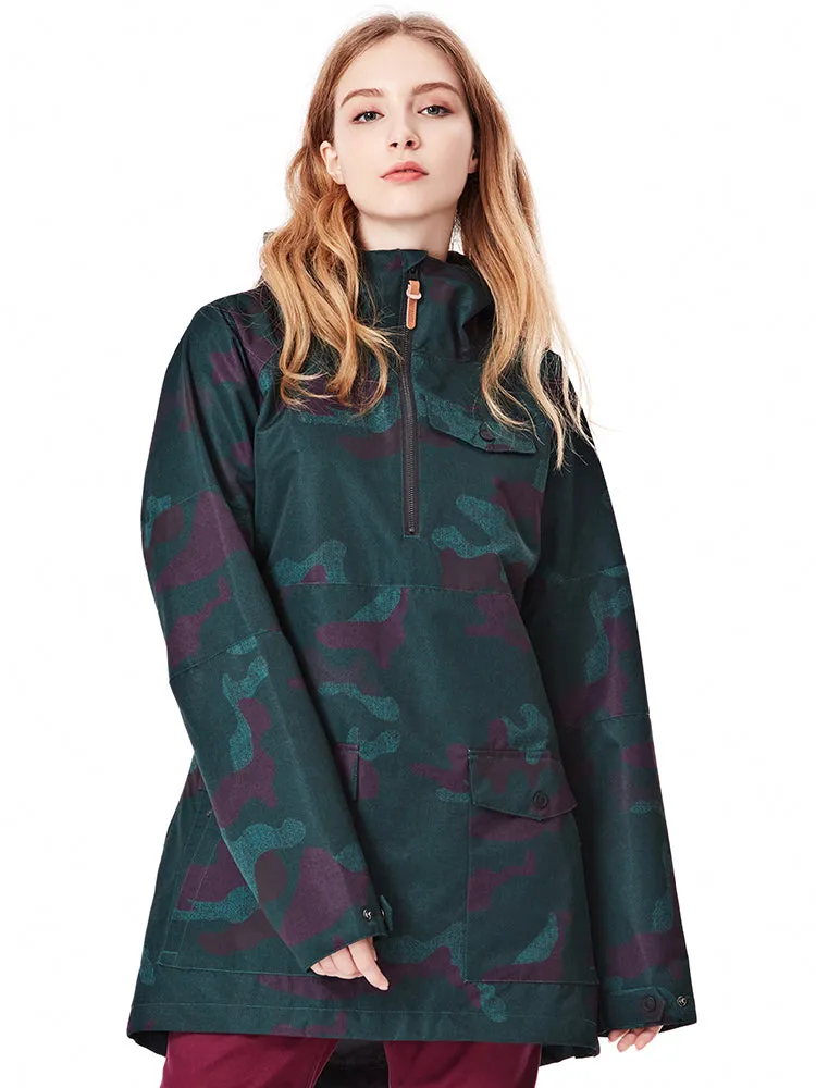 Women's Army Green Warm Waterproof And Windproof Ski Snowboard Jacket