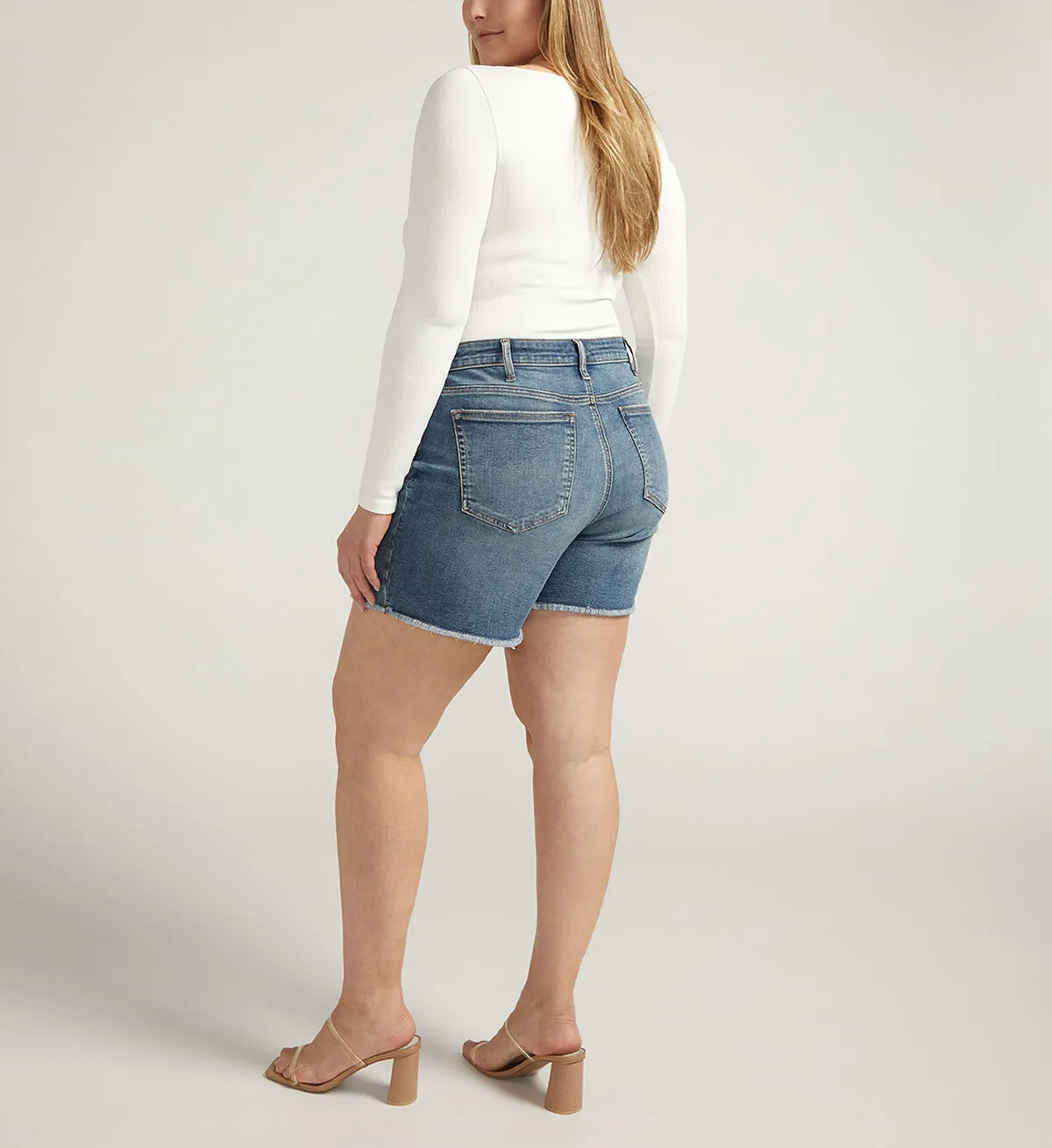 Womens Silver Beau High Rise Shorts- Plus Size