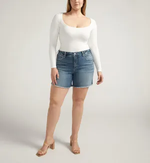 Womens Silver Beau High Rise Shorts- Plus Size